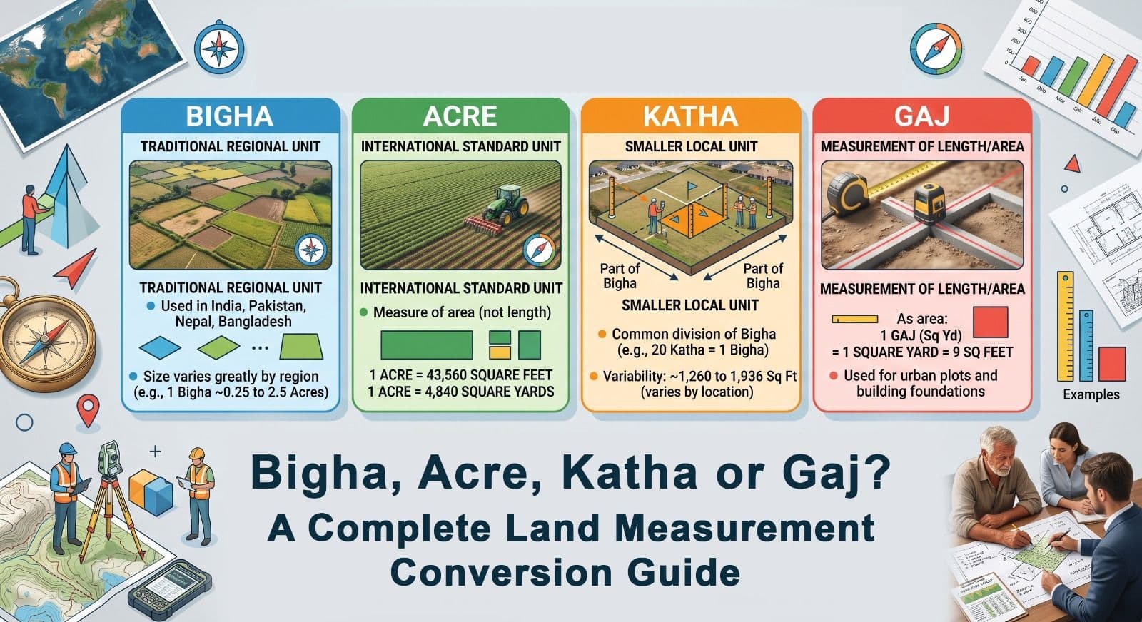 Bigha, Acre, Katha or Gaj? Complete Land Measurement Conversion Guide